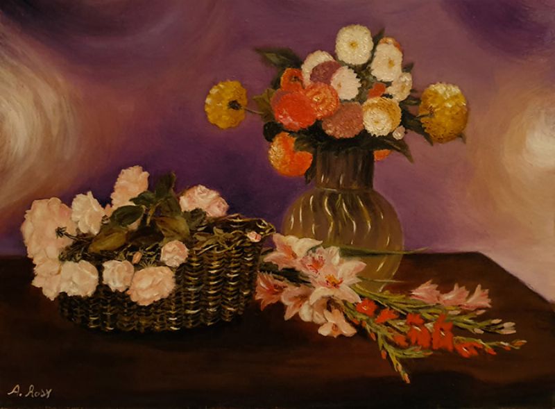 Cesto e vaso di fiori di Rosy (Rosanna Andreoli)