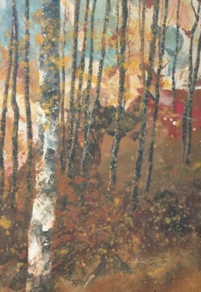 Studio di bosco con pioppi bianchi I