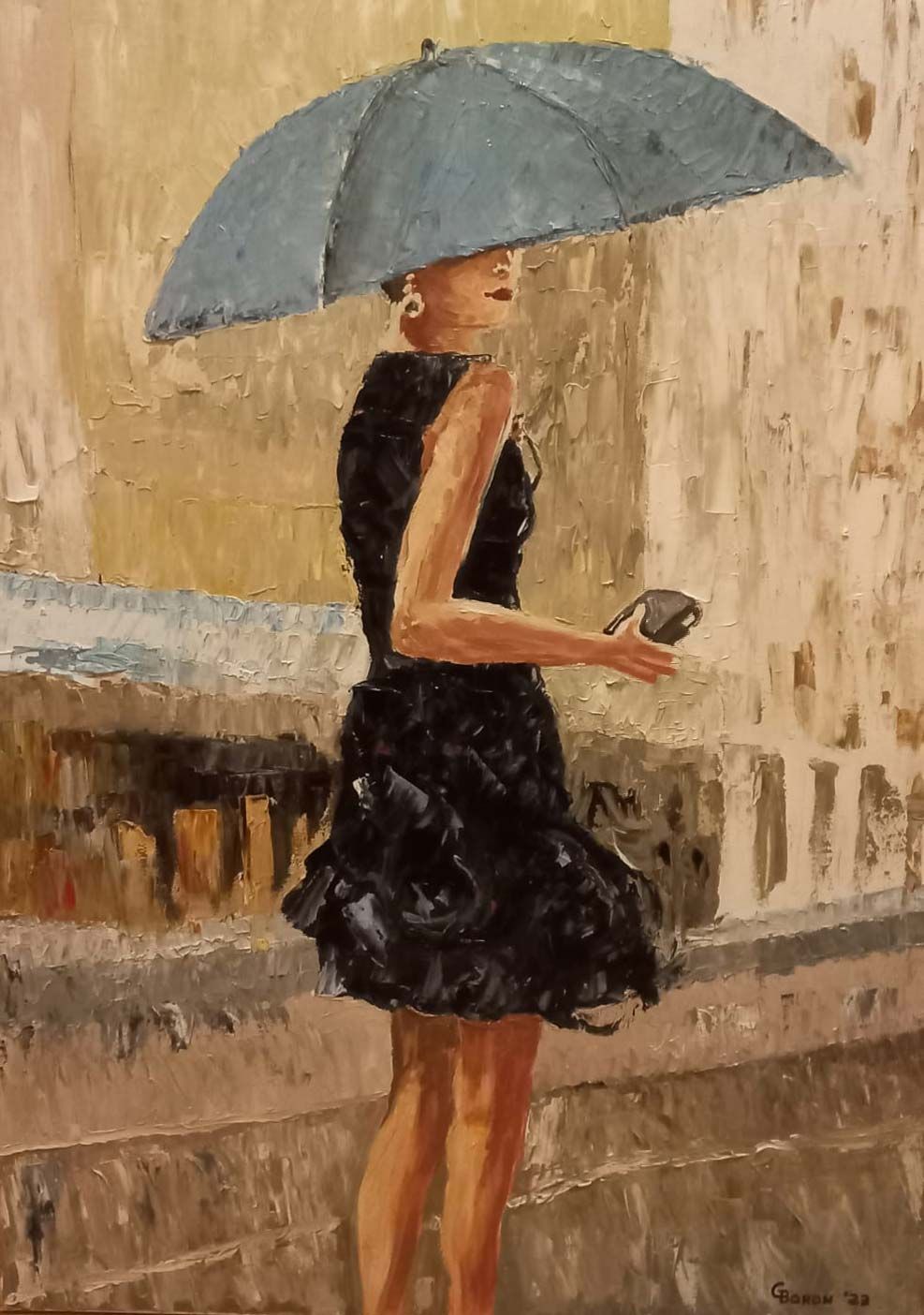 Donna di città con ombrello
